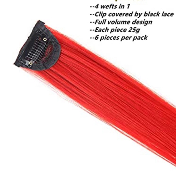 Red Hair Extensions Clip in Synthetic 24’’ Long - Picture 7 of 7